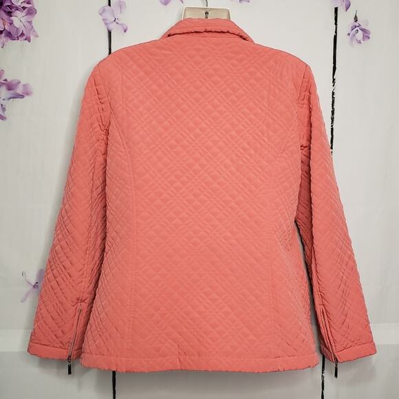 Gallery Coral Quilted Lined Lightweight Zip Blazer Jacket L - Picture 2 of 11